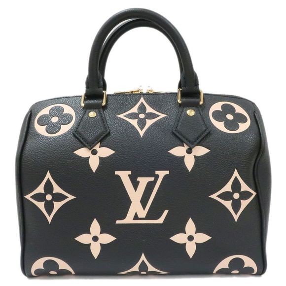 Monogram Implant Speedy Bandouliere   Mini Boston Bag Black Beige - Picture 1 of 6